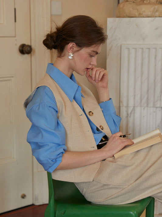 Linen-Blend Waistcoat & Tailored Trouser Set
