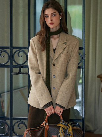 100% Premium Wool Minimalist Lemaire-Style Blazer Coat