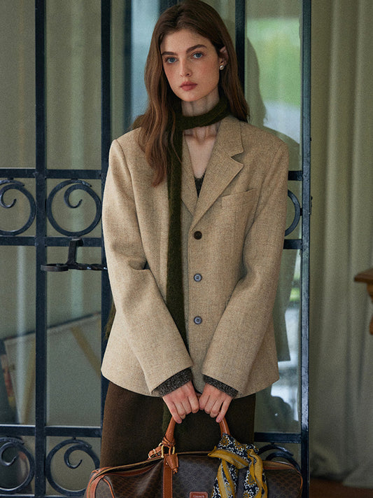 100% Premium Wool Minimalist Lemaire-Style Blazer Coat