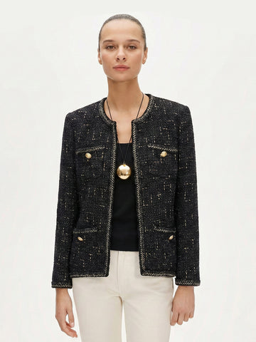 Heritage Black & Gold Braided Tweed Jacket