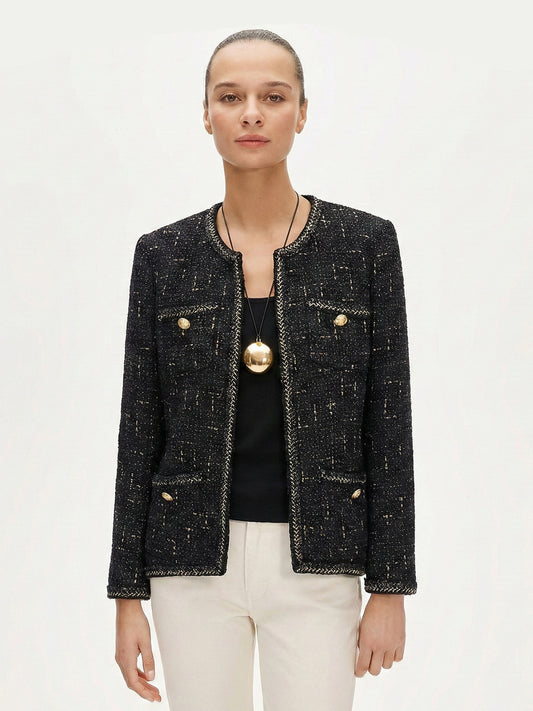 Heritage Black & Gold Braided Tweed Jacket