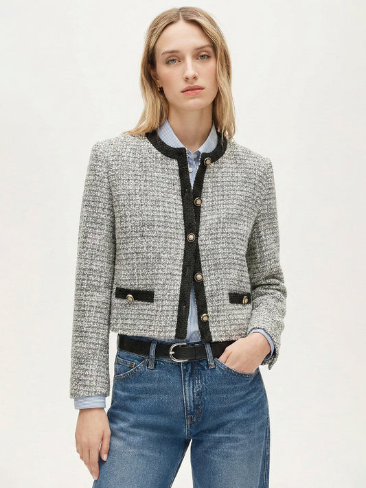 Heritage Cropped Contrast Tweed Jacket