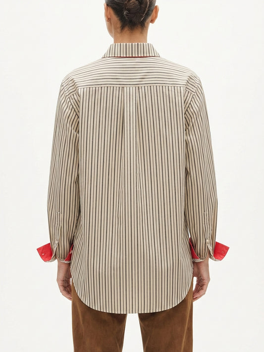 High-Density Contrast Striped Cotton Shirt