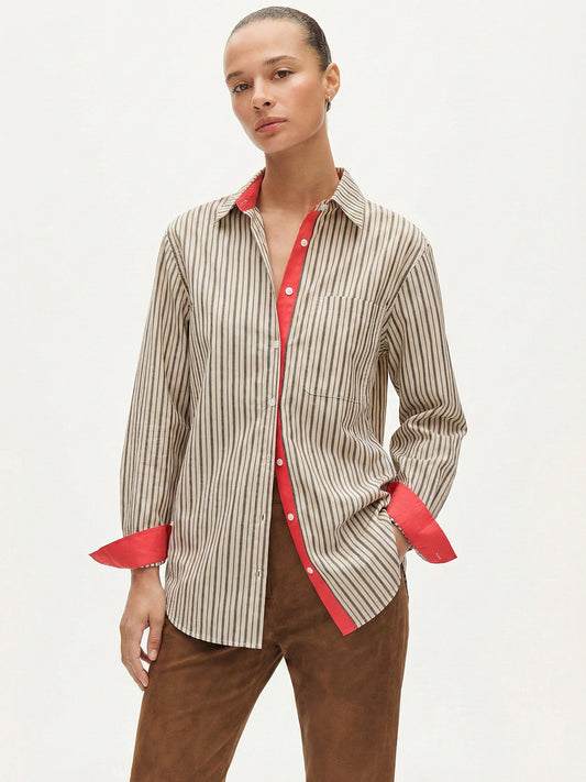 High-Density Contrast Striped Cotton Shirt