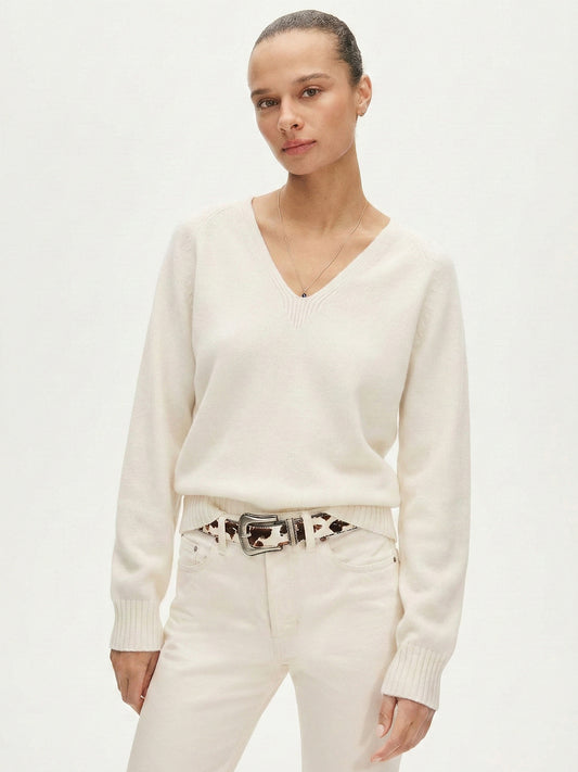 Premium Wool V-Neck Relaxed Sweater