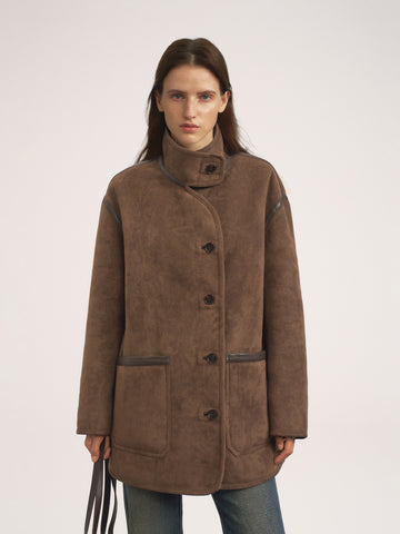 Reversible Faux Shearling and Suede Short Jacket