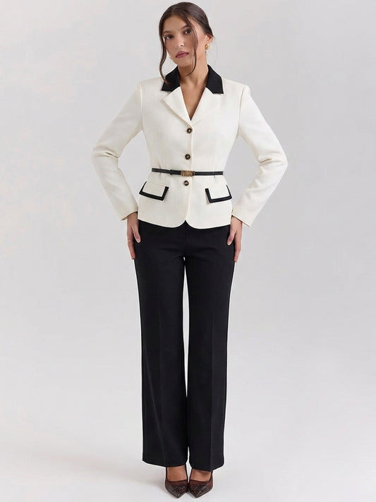 Contrast Notch Lapel Slim-Fit Suit Set