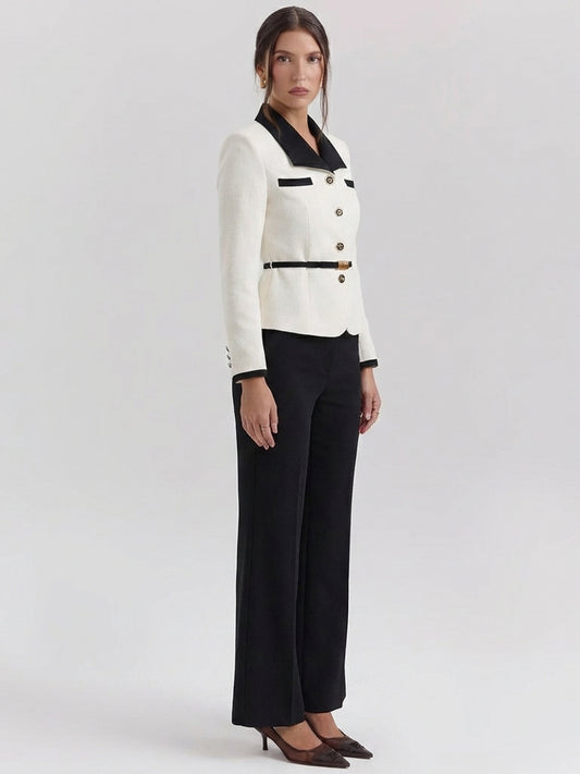 Contrast Notch Lapel Slim-Fit Suit Set