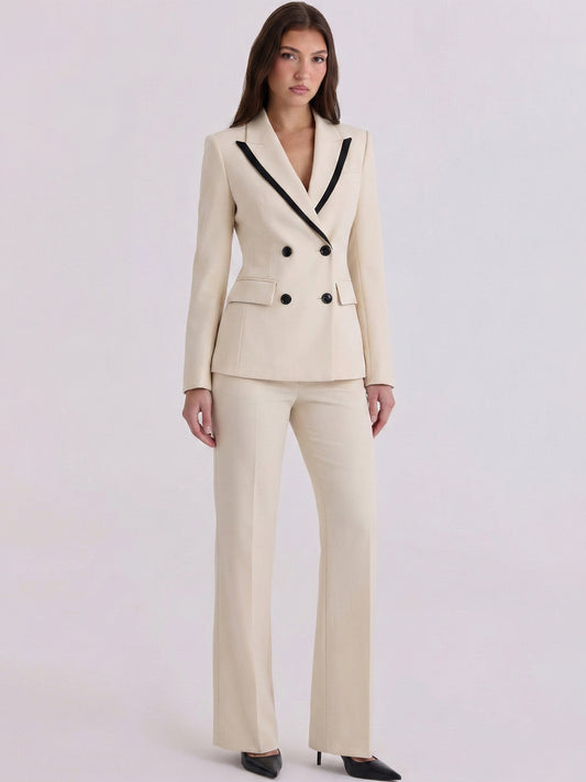 Graphic Contrast Peak Lapel Suit Set