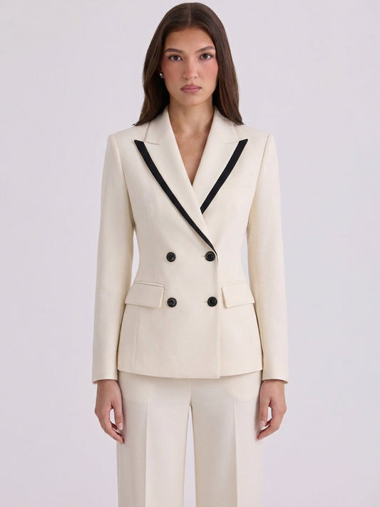 Graphic Contrast Peak Lapel Suit Set