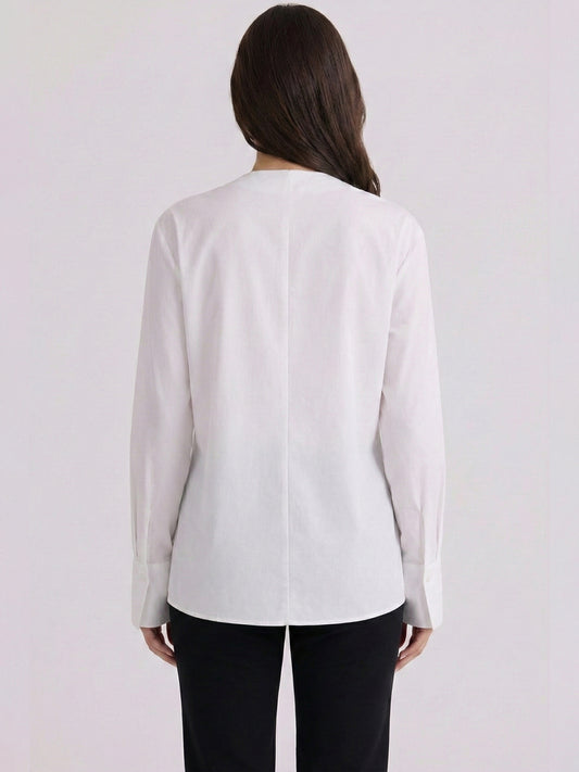Metal-Buckle Asymmetrical Knot Shirt