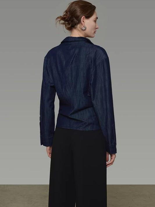 Gold-Button Vintage Denim Shirt