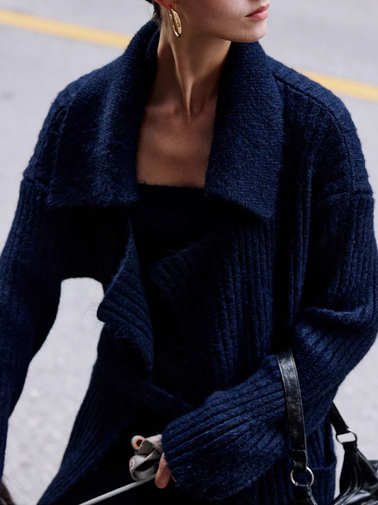 Ribbed-Knit Maxi Cardigan Coat