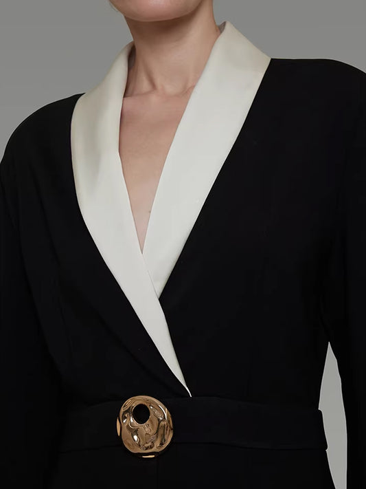 Satin-Spliced V-Neck Maxi Dress