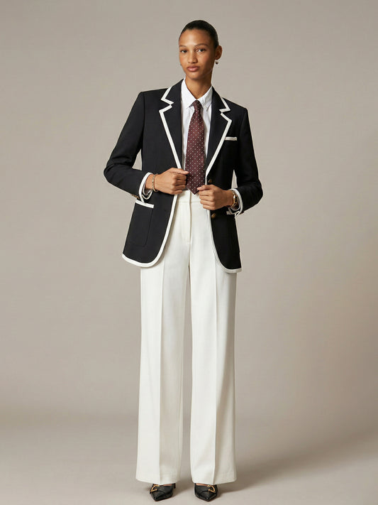 The Academy Contrast Set: Piping Blazer & Column Trousers