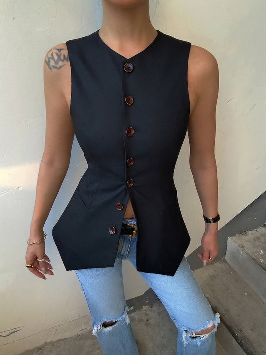 Elegant Snatched-Waist Office Vest