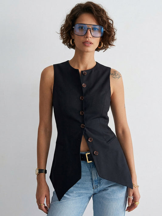 Elegant Snatched-Waist Office Vest