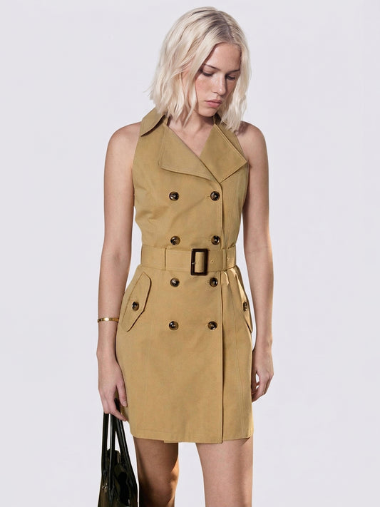Vintage British Sleeveless Trench Dress