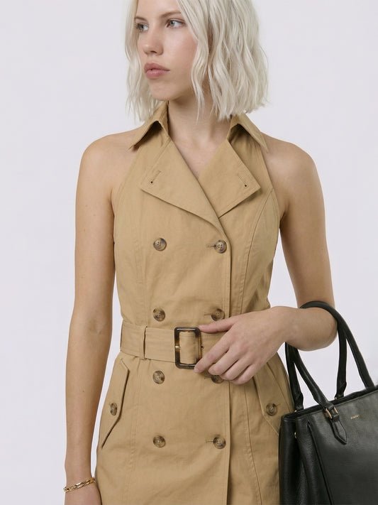 Vintage British Sleeveless Trench Dress