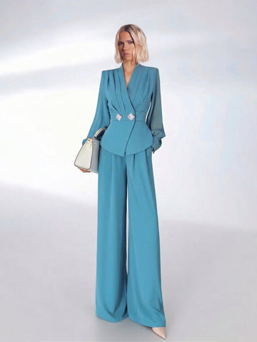 Moody Balloon-Sleeve Statement Trouser Set