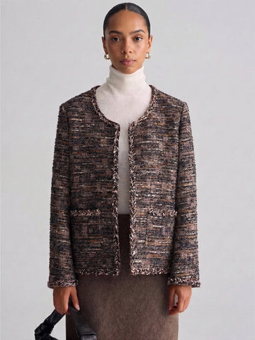 Wine Gold Brown Tweed Jacket