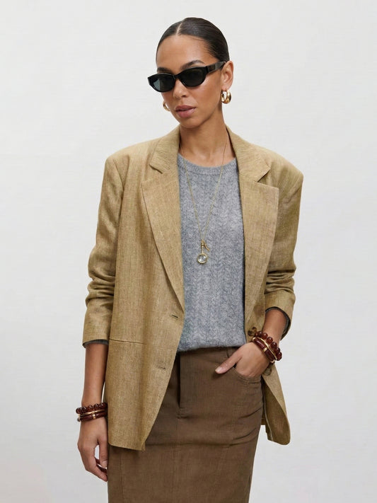 Natural Linen Oversized Blazer
