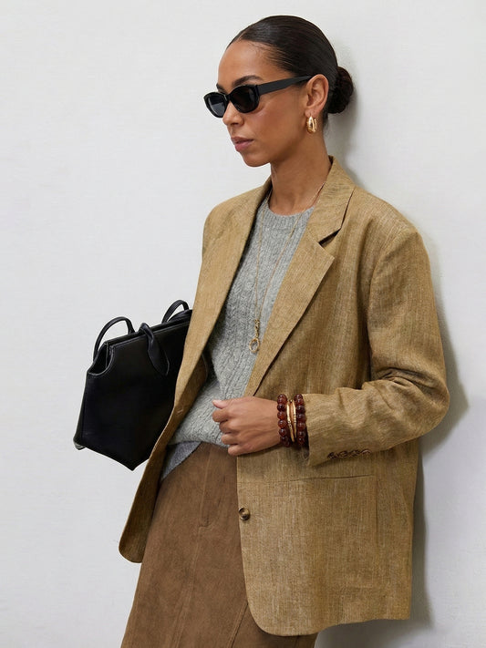 Natural Linen Oversized Blazer