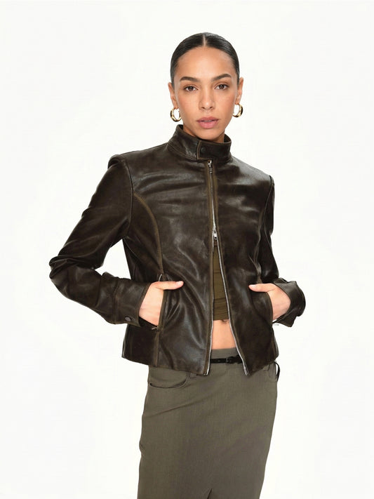 Premium Architectural Distressed Leather Jacket