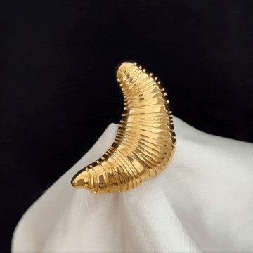 Vintage Croissant Brooch - Premium Artisan Lapel Pin for Stylish Knitwear