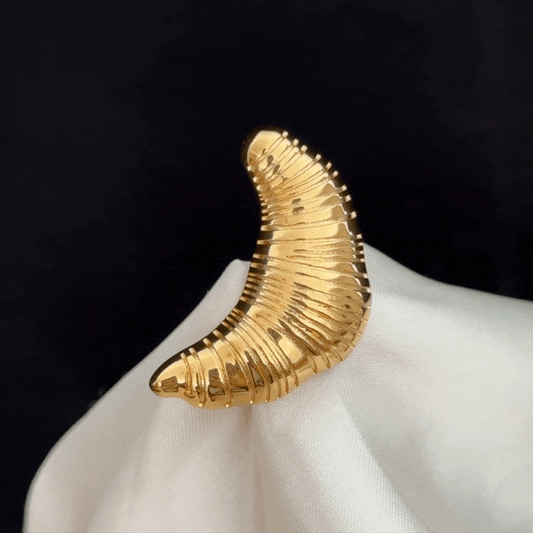 Vintage Croissant Brooch - Premium Artisan Lapel Pin for Stylish Knitwear