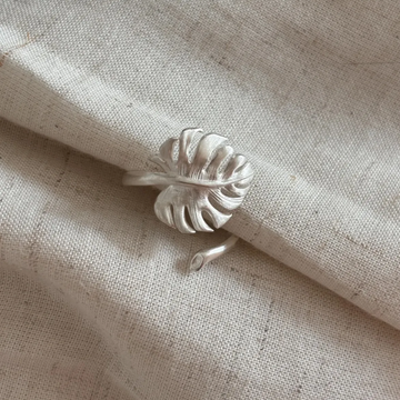 Monstera Leaf Open Ring – Adjustable Nature Inspired Gold Statement Ring for Women