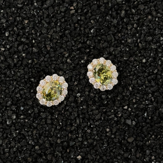 Elegant Daily Wear S925 Sterling Silver Earrings - Green Zircon with Synthetic Emerald Accents