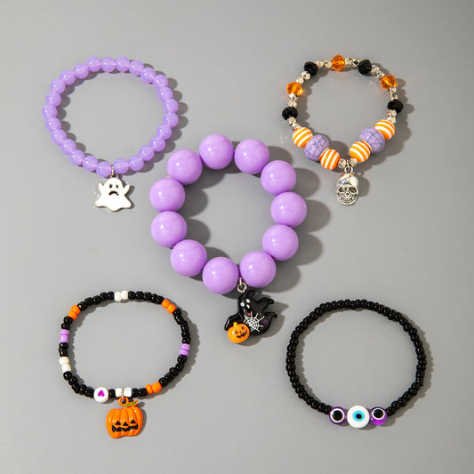 Halloween Jewelry 5-Pack: Skull Bracelets - Perfect for Party Favors