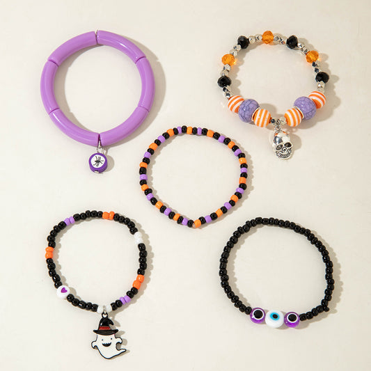 Halloween Jewelry 5-Pack: Skull Bracelets - Perfect for Party Favors