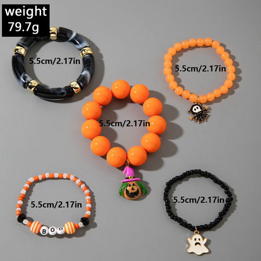 Halloween Jewelry 5-Pack: Skull Bracelets - Perfect for Party Favors