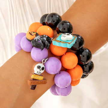 Halloween Jewelry 5-Pack: Skull Bracelets - Perfect for Party Favors