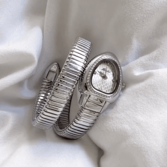 Snake Head Bracelet Watch with Embossed Dial