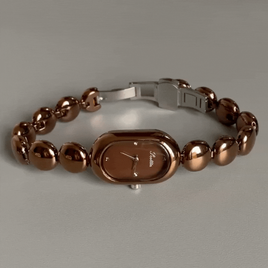 beaded stainless steel bracelet watch