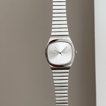 Modern Minimalist : White Oval Dial Watch with Silver Oval Bezel & Stainless Steel Bracelet