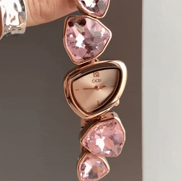 Unique Pink Gold Dial Quartz Watch: Irregular Design Timepiece