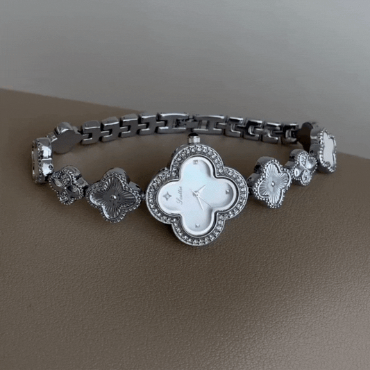 Lumi Clover – Silver Lucky Watch with Mother-of-Pearl Dial