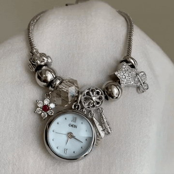 Charmé Silver – Bracelet Watch with Delicate Pendant Details