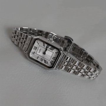 Roma Grace – Silver Rectangle Watch with Roman Numerals