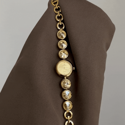 Lustre Bloom – Women’s Gold Crystal Bracelet Watch