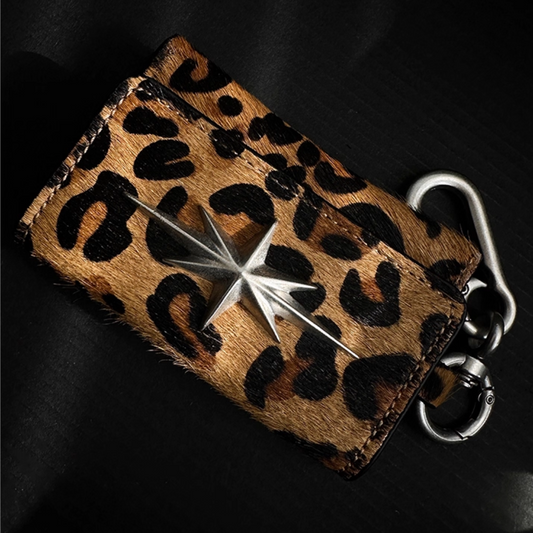 Cleanfit Leopard Pony Hair Keychain Coin Purse – Small Zip Wallet with Key Holder, Animal Print Mini Bag