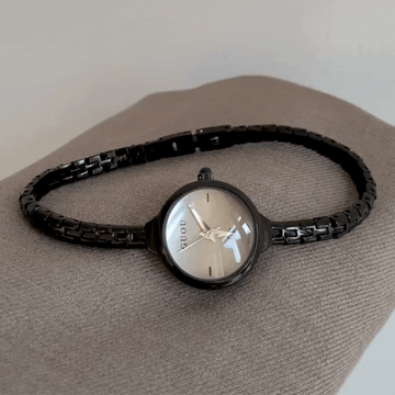 Mono Charm – Black Slim Strap Grey Mini Dial Women’s Quartz Watch
