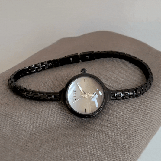 Mono Charm – Black Slim Strap Grey Mini Dial Women’s Quartz Watch