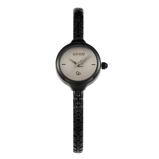 Mono Charm – Black Slim Strap Grey Mini Dial Women’s Quartz Watch