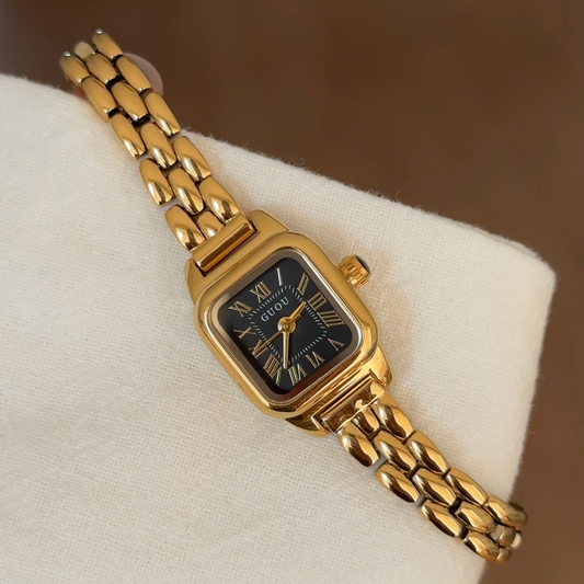 Emerald Grace – Gold Strap Square Green Dial Women’s Quartz Watch