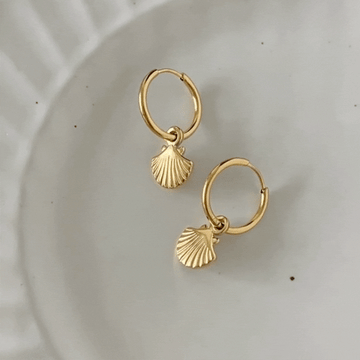 18K Gold Shell Stud Earrings – Minimalist Chic Small Ear Cuffs, Elegant Fashion Jewelry for Women
